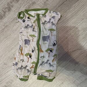 BAMBOO Kids One Piece Bodysuit - Green and White Safari Print